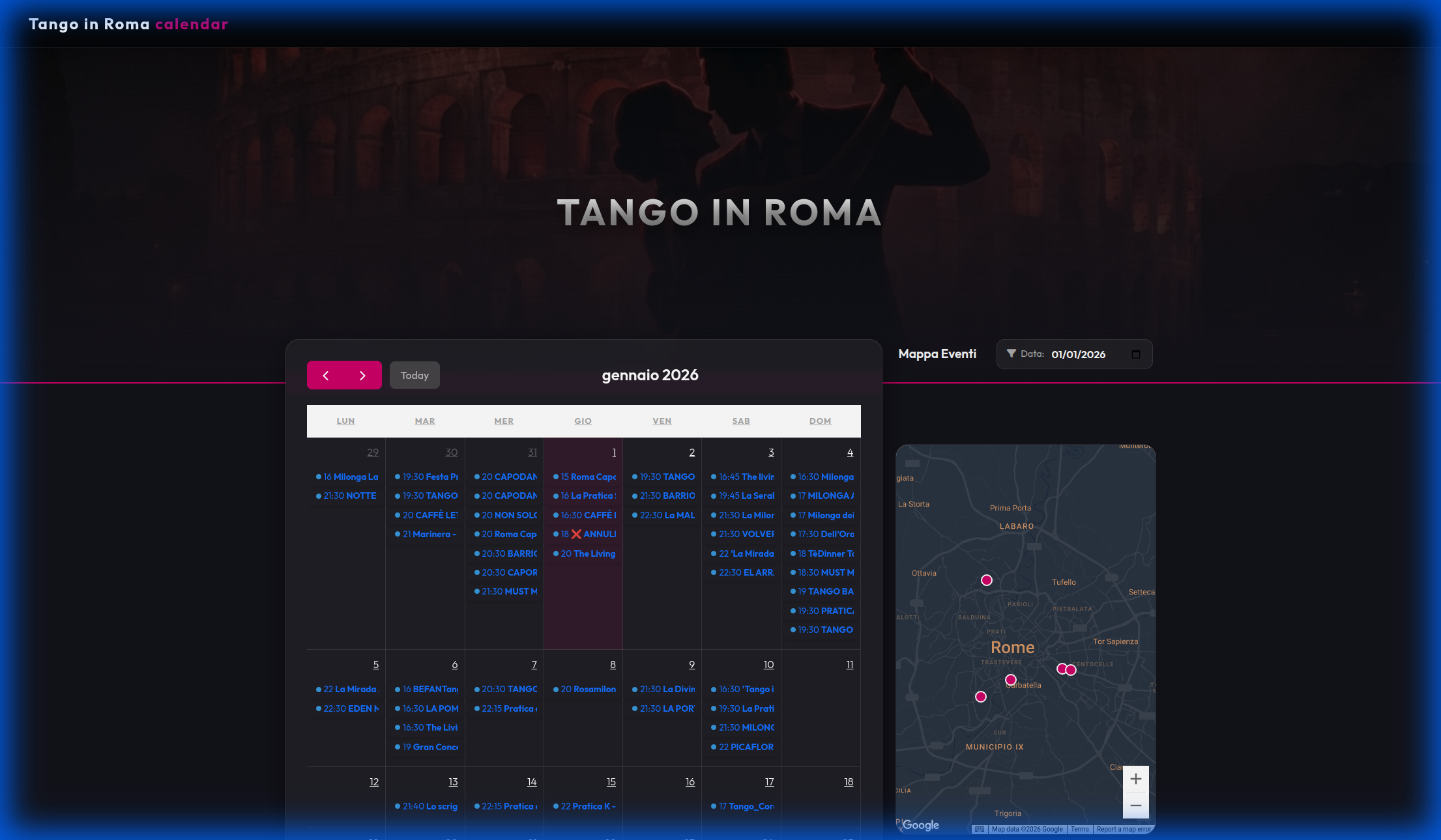 Tango Rome Calendar